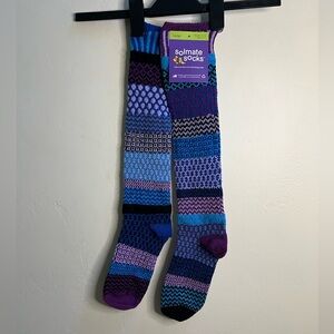 Solmate Socks Blue and Purple Patchwork Knee-High Socks